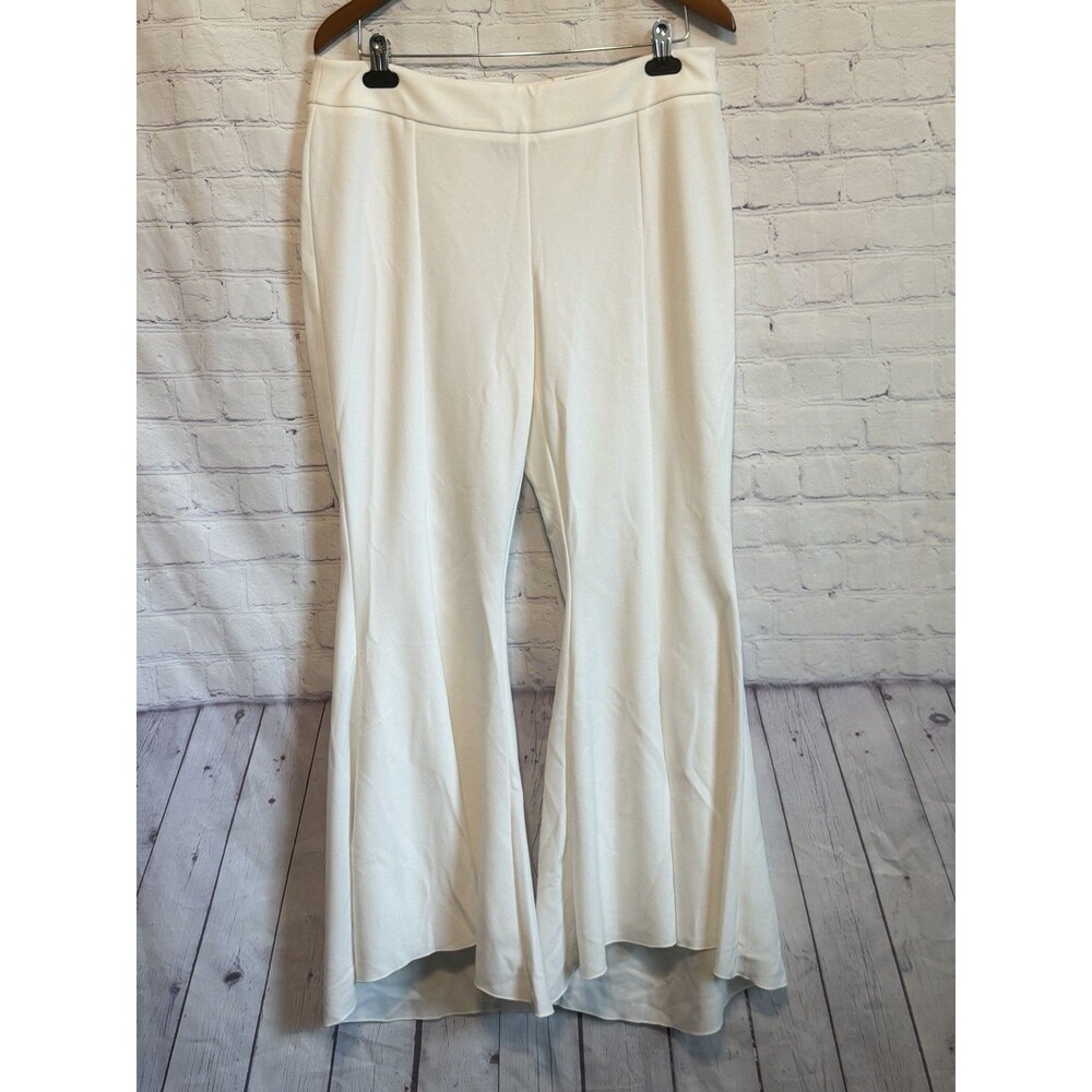 INC International Concepts White Flare Leg Pants Size 12 Tulip Split Hem